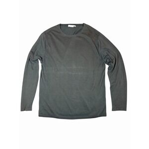 Sunspel Mens M Green Long Sleeve Crewneck T Shirt Cotton Knit Made Portugal